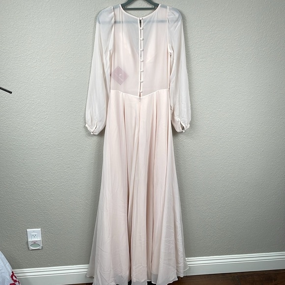 NWT Watters & Watters x BHLDN Nova Maxi Dress Ice Pink Chiffon Sz 2 - Picture 6 of 13